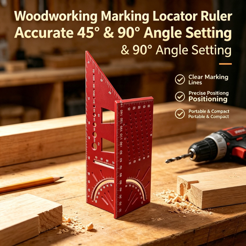 Woodworking Marking Gauge - Multipurpose 3D Woodworking Positioning Ruler Angle